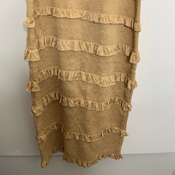 V. Chapman Lily Midi Bodycon Dress Warm Sand Womens Size 10 - Picture 4 of 16